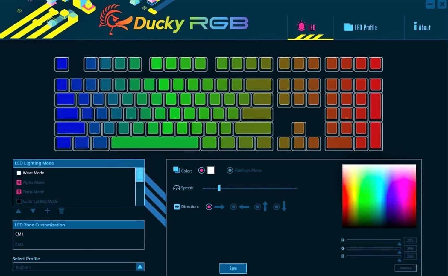 Change Ducky RGB backlighting with software